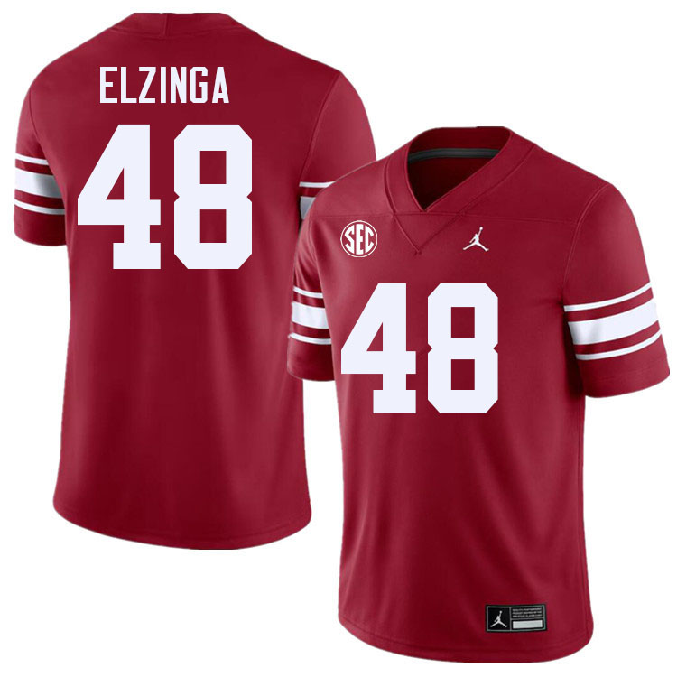 #48 Luke Elzinga Oklahoma Sooners 2024 SEC Conference College Football Jerseys-Throwback